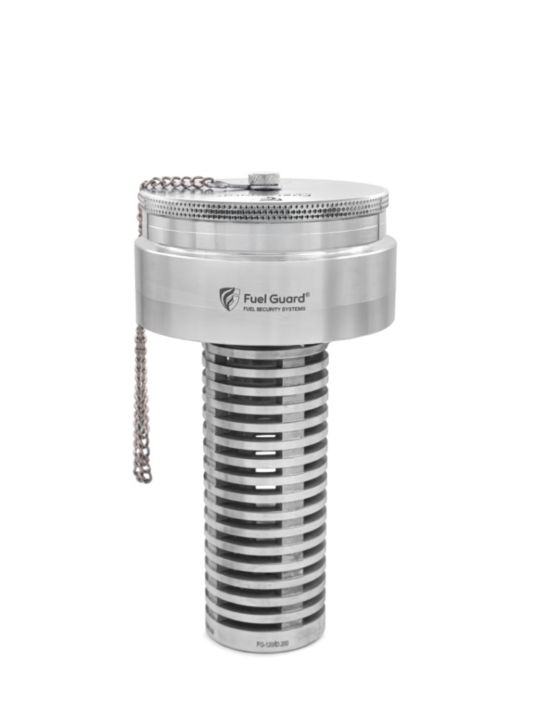 Fuel Guard FG-001 Ø120 İş Makinası Yakıt Boğazı Güvenlik Kilidi – Alüminyum Anti-Sifon Yakıt Koruma Aparatı