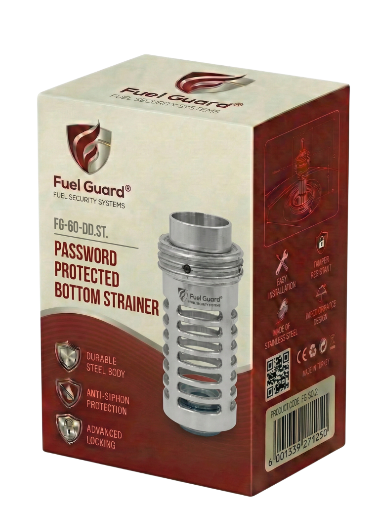 FG-60-DD.ST. PASSWORD PROTECTED BOTTOM STRAINER Boxed View - FuelGuard