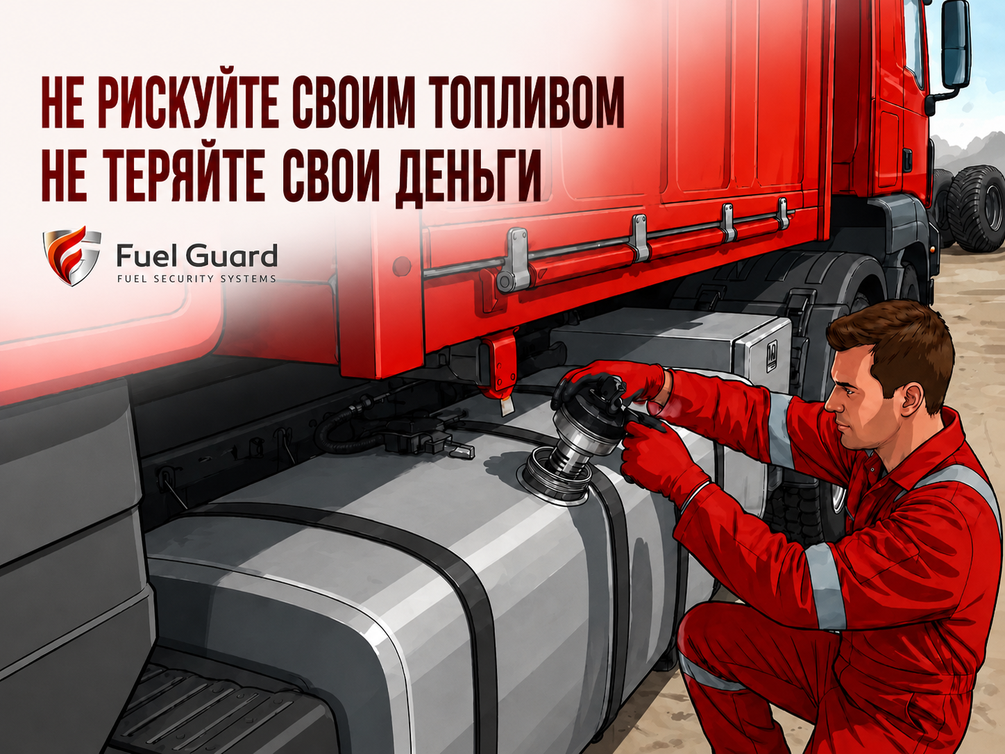 Система Fuel Guard профессионально устанавливается на дизельные баки грузовиков